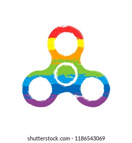 Spinner icon. Toy for stress relief. Drawing sign with LGBT style, seven colors of rainbow (red, orange, yellow, green, blue, indigo, violet