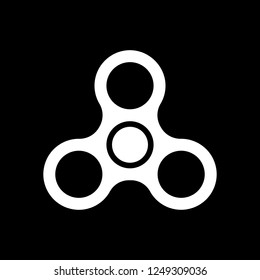 Spinner icon. Toy for stress relief. White icon on black background. Inversion