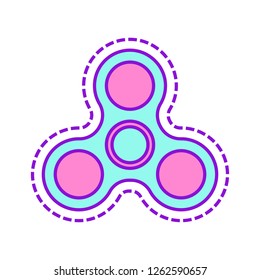 Spinner icon. Toy for stress relief. Colored sketch with dotted border on white background