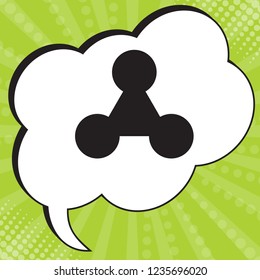 Spinner icon. Vector. Black icon in speech bubble at popart yellow green background.