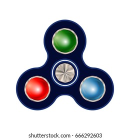 Spinner isolated on white background. Finger fidget spinner - stress relieving hand toy. Vector illustration.