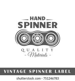 Spinner label isolated on white background. Design element. Template for logo, signage, branding design. Vector illustration