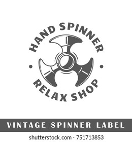 Spinner label isolated on white background. Design element. Template for logo, signage, branding design. Vector illustration