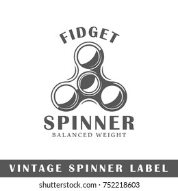 Spinner label isolated on white background. Design element. Template for logo, signage, branding design. Vector illustration