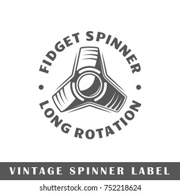 Spinner label isolated on white background. Design element. Template for logo, signage, branding design. Vector illustration