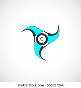 Spinner logo concept design with letter G in blue and black color. Vector illustration symbol for professional branding.