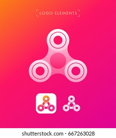 Spinner logo elements. Origami paper and material design style. Application icon