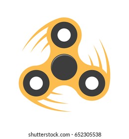 Spinner. A modern anti-stress toy in a flat style. A toy for hands and fingers. Orange color. Isolated on white background. High speed and wind. Bearing system. Vector illustration svg