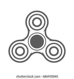 Spinner on bearings rotates three-pointed gray on white