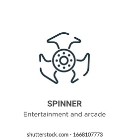 Spinner outline vector icon. Thin line black spinner icon, flat vector simple element illustration from editable entertainment and arcade concept isolated stroke on white background