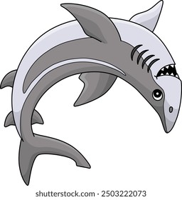 Spinner Shark Cartoon Colored Clipart Illustration