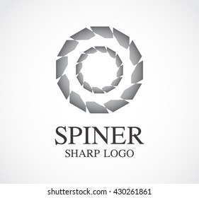 Spinner sharp of metallic vortex abstract vector and logo design or template sphere business icon of company identity symbol concept