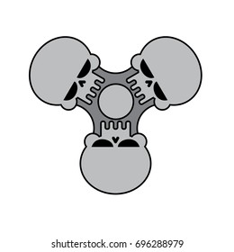 Spinner skull isolated. Bones Fidget finger toy. Halloween Anti Stress Hand Toy  
