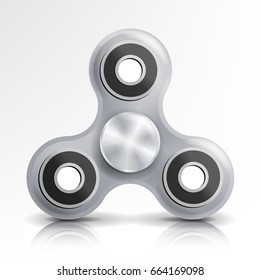 Spinner Toy Vector. Classic Fidgeting Hand Toy For Stress Relief And Improvement Of Attention Span. Stress And Anxiety Relief. Realistic 3D Vector Illustration
