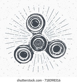 Spinner vintage label, Hand drawn sketch, grunge textured retro badge, typography design t-shirt print, vector illustration .