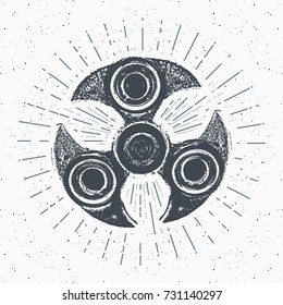 Spinner vintage label, Hand drawn sketch, grunge textured retro badge, typography design t-shirt print, vector illustration .