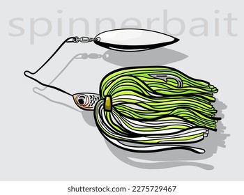 spinnerbait fishing lure. on grey background isolated vector illustration.