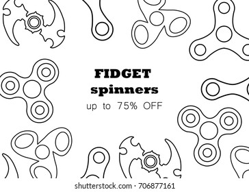 Spinners banner in simple style for web, print and creative design. Vector illustration