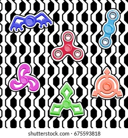 Spinners on black and white background. Abstract background vector. 