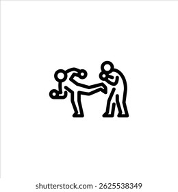 ícone de contorno de chutar para trás. Ilustração de arte de linha de movimentação MMA.