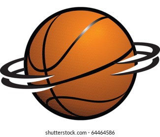 Personagem de desenho animado de basquete girar uma bola de