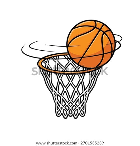 Spinning Basketball Shot Vector Cartoon
