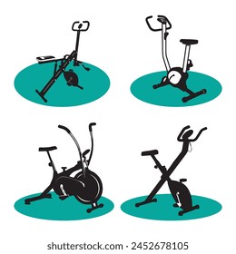 Icono de bicicleta giratoria para el diseño simple del Vector de fitness