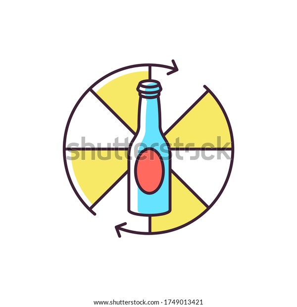 Spinning bottle RGB color\
icon. Traditional party game, friendly company recreational\
activity. Teenager entertainment. Rotating bottle isolated vector\
illustration