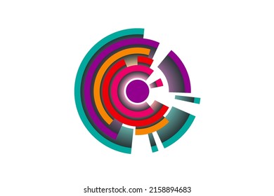 spinning circles vector logo. Abstract colorful circle swirl image logo. Concept letter C, business, sport. Round labyrinth Icon sign isolated on white background