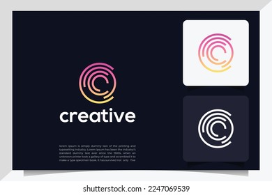 spinning circles vector logo design with letter c