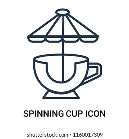 Spinning cup icon vector isolated on white background, Spinning cup transparent sign , outline linear symbol or thin lined pictogram