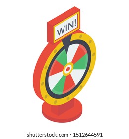 
Spinning fate, wheel of fortune icon in isometric vector design 
