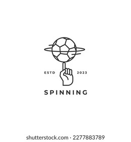 Giro de fútbol en línea de dedos contorno logo icono vector, signo, símbolo ilustración de diseño