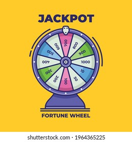 Spinning fortune wheel. Lucky roulette vector illustration. Colorful wheel of fortune