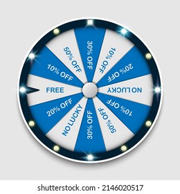 Spinning Fortune Wheel, Lucky Roulette, Online Promotion Events, Vector Illustration