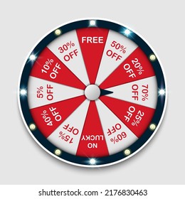 Spinning fortune wheel, lucky roulette, online promotion events, vector illustration