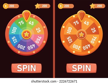  spinning fortune wheel, lucky roulette vector illustration