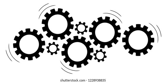 Spinning gear wheels  icons, vector, isolated
