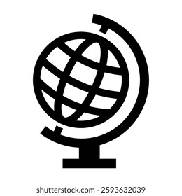 spinning globe solid icon, representing world, geography, global connection, travel.