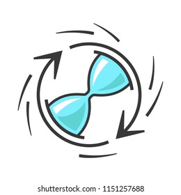 Spinning hourglass linear icon. Vector illustration