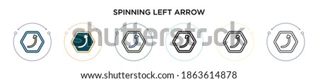 Spinning left arrow icon in filled, thin line, outline and stroke style. Vector illustration of two colored and black spinning left arrow vector icons designs can be used for mobile, ui, web