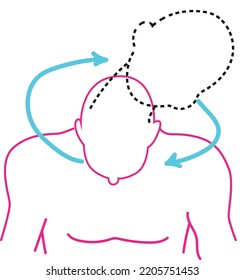 Dibujo de estiramiento del cuello giratorio, ejercicio