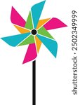 Spinning Paper Pinwheel Colorful Illustration