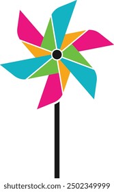 Spinning Paper Pinwheel Colorful Illustration