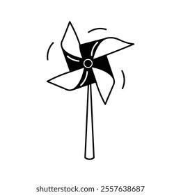 A spinning pinwheel toy that rotates with the wind