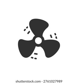 Spinning propeller icon. Ventilation turbine and airflow motion concept. Monochrome black and white symbol