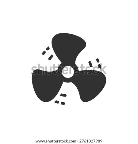 Spinning propeller icon. Ventilation turbine and airflow motion concept. Monochrome black and white symbol