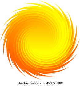 Spinning radial orange, yellow shape isolated on white