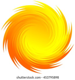 Spinning radial orange, yellow shape isolated on white