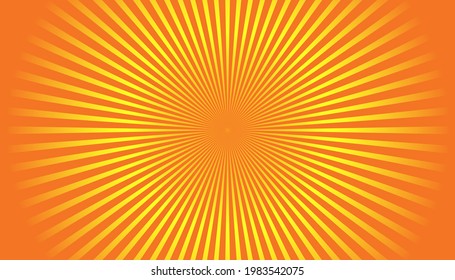 El fondo amarillo cómico de los rastros retro girando. Arte pop de época amarillo y naranja.